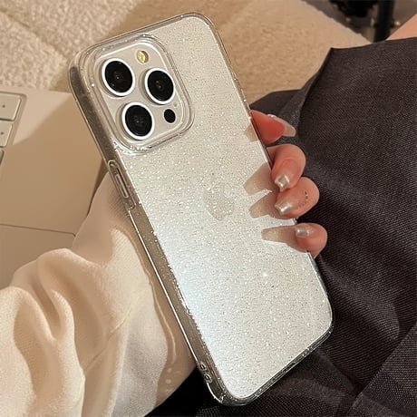 黄ばまない iPhone15/15pro/15plusケース ラメ入り 透明アイフォン14/13pro/12カバー シンプル シック [M4233]