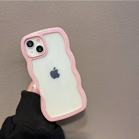 【iPhone16対応】波デザインの枠 iphone15/14/13/12promaxケース  耐衝撃 クリア iphone11/XSMAXカバー  頑丈 耐久性 人気品[M1732]