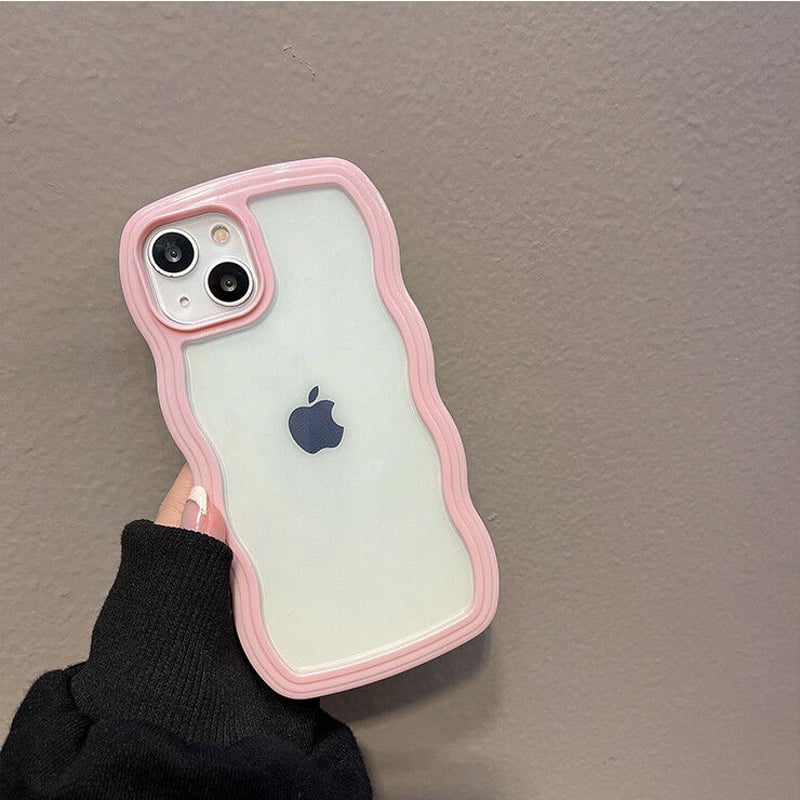 iPhone16対応】波デザインの枠 iphone15/14/13/12promaxケース