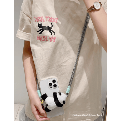 Pandaショルダーストラップ 肩掛け紐  落下防止 かわいい 全機種対応 取り付け簡単 ギフトにおすすめ[M3723]
