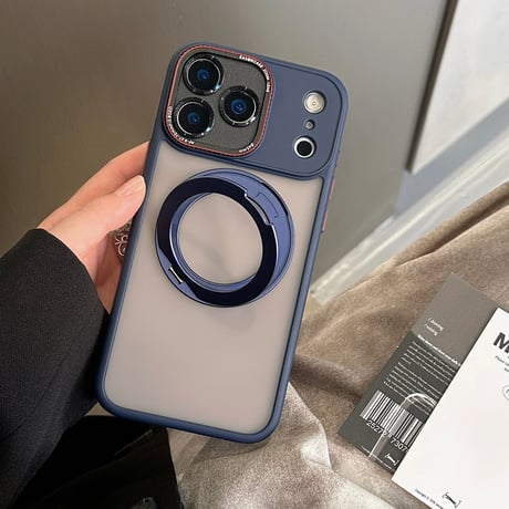 高品質指紋防止 iPhone17ProMax/17Proケース MagSafeリングスタンド iPhone17P/Air/16ProMaxケース カメラカバー付 耐衝撃[M5949]