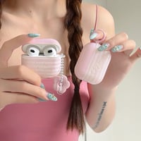 ピンク Airpods Pro3ケース 縞模様 Airpods4/3カバー pro2/pro1 リング/花キーホルダー かわいい[M6539]