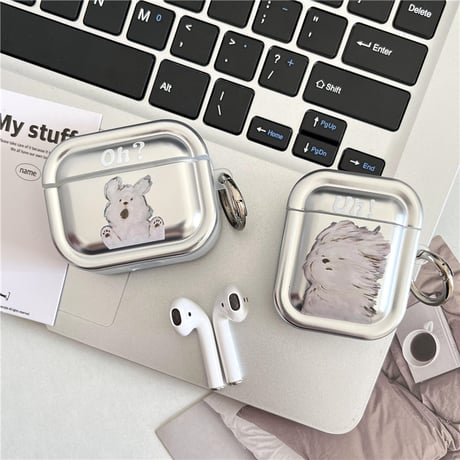 【Airpods4】犬ちゃん AirPodsPro2/Airpods3ケース シルバーカラー airpods3/2ケース かわいい ギフトにおすすめ[M3920]