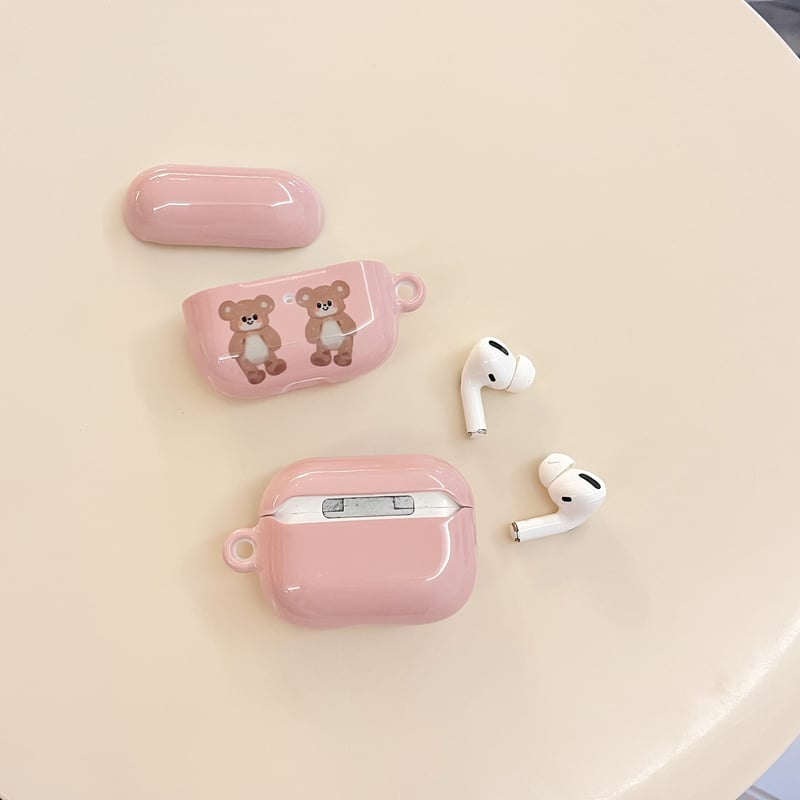 熊 Airpods4/3ケース めっちゃ可愛い Airpodspro2/proカバー ピンク