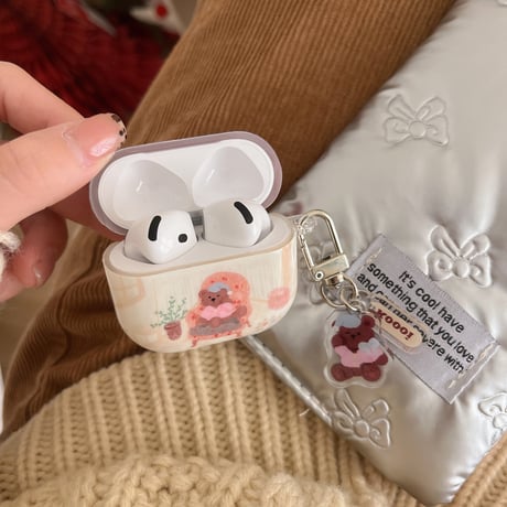 Bear Airpods 4ケース 熊キーホルダー Airpods3/2カバー Airpodspro2/pro リング めっちゃ可愛い[M5016]