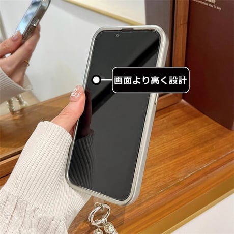 おしゃれストラップ付 iphone15/14proケース  リボン柄  iphone13pro/12/11カバー 黄ばまない 可愛い きれいめコーデ[M4331]