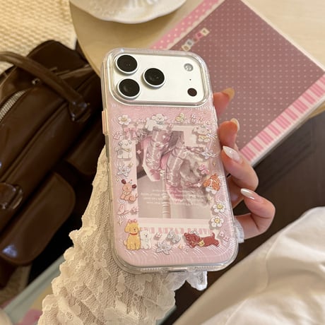 ワンちゃん iPhone17/17Proケース ピンク  iPhone17Pro/16ケース  キラキラ感 可愛い 推し活グッズ[M6288]
