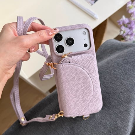 鏡付カード入れ付 iPhone17Pro/17eケース  レザー アイフォン16/15pro/13mini/12/14カバー ショルダーストラップ 高品質 超便利[M6212]