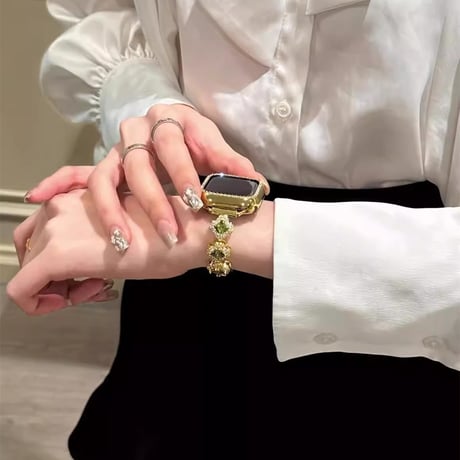 ダイヤ Apple watch series10 バンド クローバー オシャレ アップルウォッチseries 9 8 7 6 5 4 SE Ultra  大人ファッション 高級感たっぷり[M4751]