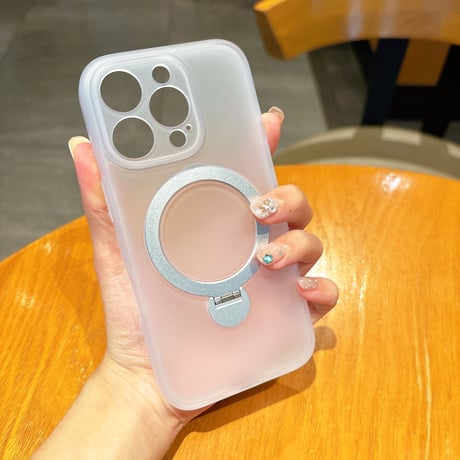 指紋防止 iPhone16Pro/16Promaxケース 360度回転スタンド MagSafe iPhone15pro/14proカバー 丈夫 デザートチタニウム[M4653]