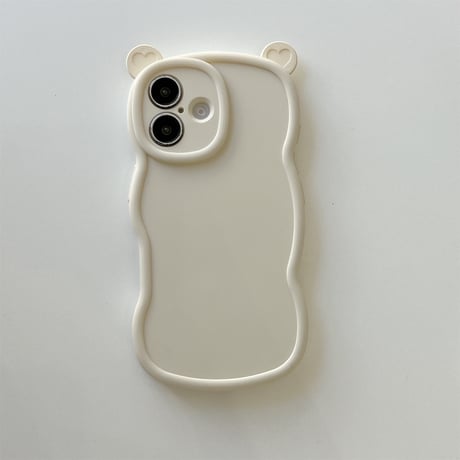 耳付 シリコン iPhone16pro/16plusケース うねうね iPhone15pro/14/13proカバー シンプル 可愛い [M4972]