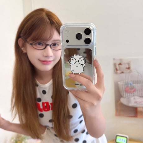 犬ちゃんミラー iPhone17Pro/17ケース 光沢感 iPhone16Pro/15Pro/14ケース 丈夫 便利 ギフトに最適[M6503]