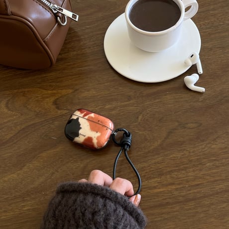 ぼかし Airpods 4ケース レトロファッション AirpodsPro2/Pro1 Airpods3/2カバー ストラップとリング付き 大人可愛い [M4830]