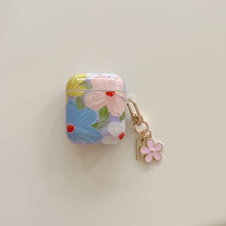オシャレ Airpods 4ケース 花柄 Airpods3/Pro2ケース airpodsproカバー キーホルダー付 頑丈[M5106]