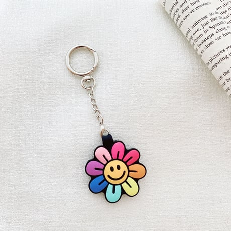 笑顔の花 AirTagケース  sunflower 可愛い エアタグカバー  キーホルダー付きソフトケース 耐久性ありM576