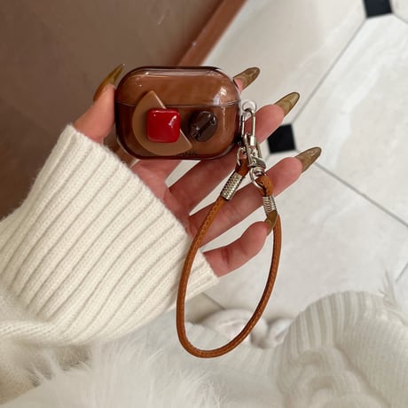 コーヒー豆 Airpods 4ケース レザーストラップ付 Airpodspro2/proカバー Airpods3/2 シック おしゃれ ギフトにおすすめ[M4994]