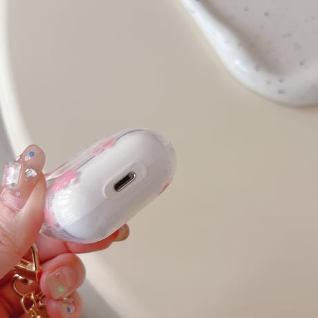 春向け Airpods第四世代ケース 花柄 キーチェーン付 AirpodsPro2ケース airpods3カバー 大人可愛い ギフトにおすすめ [M5187]