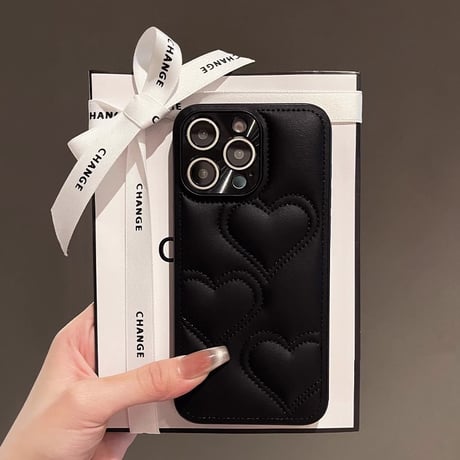 iPhone16/16plusケース  ハートキルティング iPhone15pro/14/13Proカバー エレガント カメラ保護[M4668]