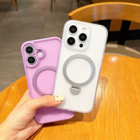 指紋防止 iPhone16Pro/16Promaxケース 360度回転スタンド MagSafe iPhone15pro/14proカバー 丈夫 デザートチタニウム[M4653]