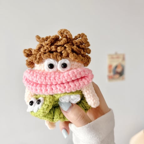 ニット女の子 AirpodsPro2ケース かわいいぬいぐるみ airpods3/2/1カバー キュート 柔らかい ギフトにおすすめ[M3334]
