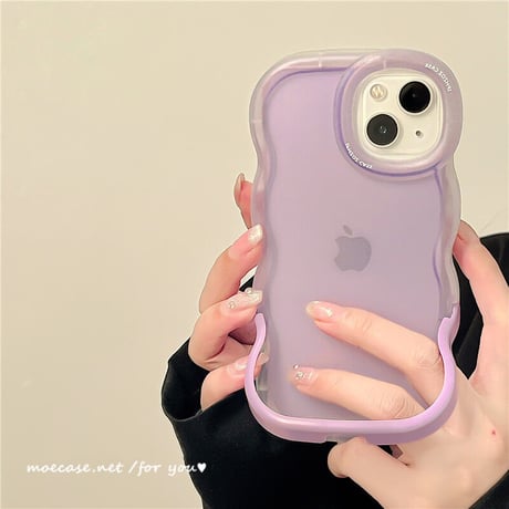 スタンド付波紋枠 iPhone13/14ケース 指紋防止マットクリア アイフォン12pro/11カバー シンプル 黄ばまない 頑丈 男女向け[M2987]