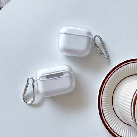 Airpods4/Pro3ケース クリア AirpodsPro2/Pro1カバー  エアポッズ3/2 カラビナ付 シンプル 定番商品[M4677]