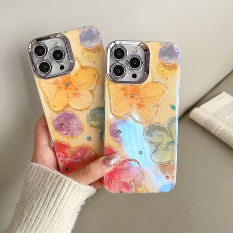 油絵の花 iPhone15/15proケース 美しい iPhone14promax/13pro/12ケース 艶感 春夏コーデ [M4139]