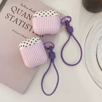 ストライプ柄 Airpods Pro3ケース 水玉模様  Airpods 4/3カバーケース AirpodsPro2/1 ストラップ付き 上品 [M6428]