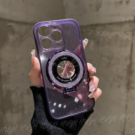 キラキラ MagSafeスタンド iPhone15pro/15promaxケース  クリア iPhone14Pro/13/12カバー 綺麗 女子力アップ コスパ最強[M3708]