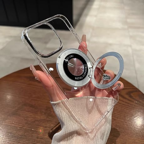 クリア iPhone15pro/15promaxケース MagSafeリングスタンド付 iPhone14pro/13/12カバー 黄ばまない 薄型 [M4127]