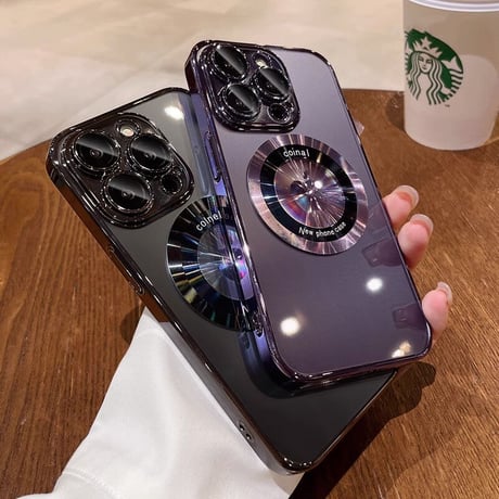 iPhone16/16Proケース MagSafe対応 カメラ保護 クリア メッキ 黄ばまないアイフォン15pro/14/13proカバー[M3521]