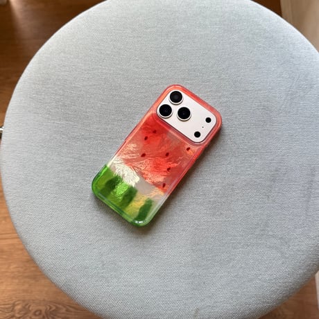 スイカ柄 iPhone17Pro/17ケース 美味しそう iPhone16ProMax/15Proケース  涼しい感 艶感 夏コーデ[M6541]