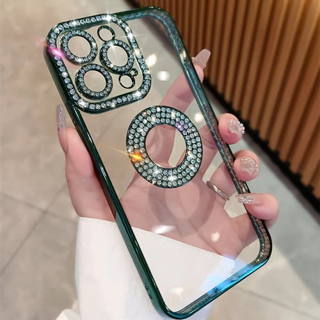 iPhone15/15proケース ストーン クリア オシャレ キラキラ iPhone14/13/12カバー 女子力アップ[M3489]