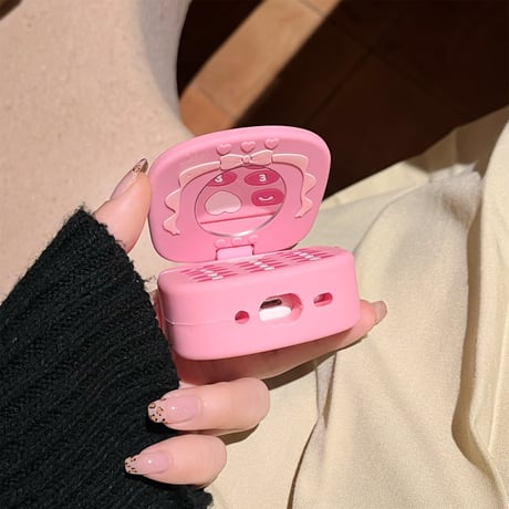 【Airpods 4】可愛いピンク Airpodspro2/proケース 鏡付 シリコン Airpods3/2カバー リング付き  ギフトに最適[M4553]