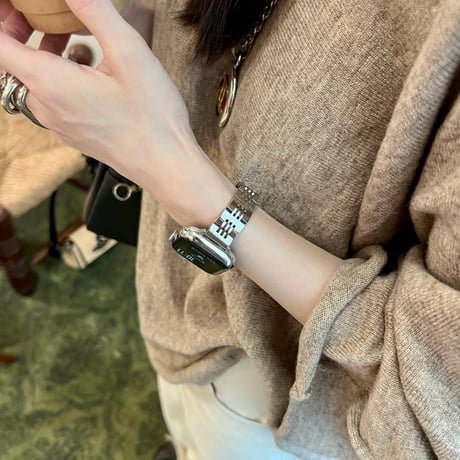 高級感ステンレス AppleWatchバンド 上品 メタリック Series11/10/9 Ultra  SE アップルウォッチベルト シンプル 日常/ビジネスシーンに向け[M6523]