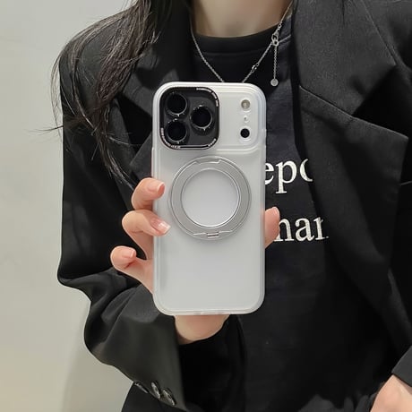 高品質指紋防止 iPhone17ProMax/17Proケース MagSafeリングスタンド iPhone17P/Air/16ProMaxケース カメラカバー付 耐衝撃[M5949]