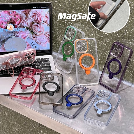 高機能 Magsafeスタンド付 iPhone15/15proケース 高品質黄ばまない iPhone14Pro/13proクリアケース  滑り止め 丈夫 高透明[M3897]