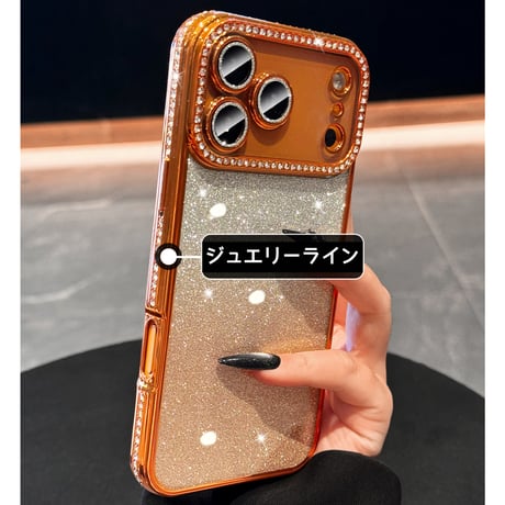 高級感  iPhone17Pro/17Promaxケース  キラキラジュエリー iPhone17/17Airカバー  オシャレ綺麗 レンズフィルム付き [M5677]