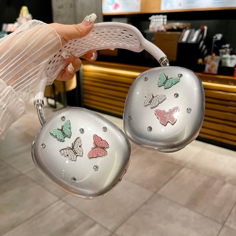 女子力高い AirPodsMaxケース ジュエリーハート/蝶 おしゃれ