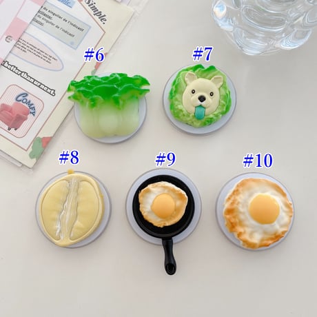 食べ物スマホグリップ マグセーフ式 折り畳み式グリップトーク 卓上スタンド機能付き 耐久性あり プレゼントにおすすめ[M3681]