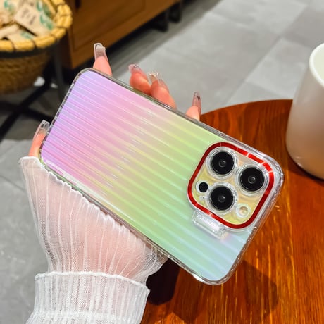 レーザー iPhone14/13proケース スタンド付 アイフォン13/12proカバー キラキラクリアケース 高品質高級感 落下防止[M3106]