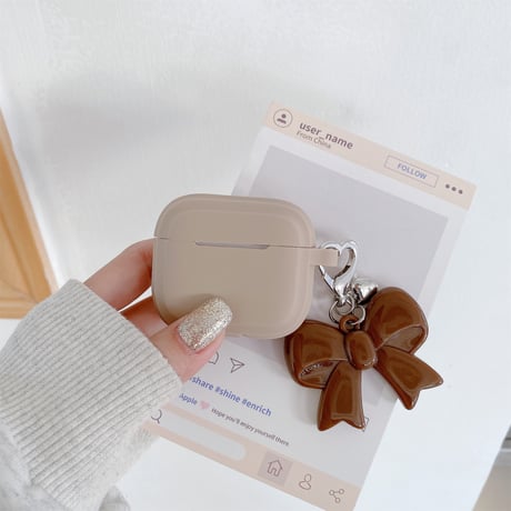 シリコン Airpods 4ケース リボンキーホルダー Airpods3/Pro2/pro3ケース airpodsproカバー  充電口カバー付 丈夫[M4985]