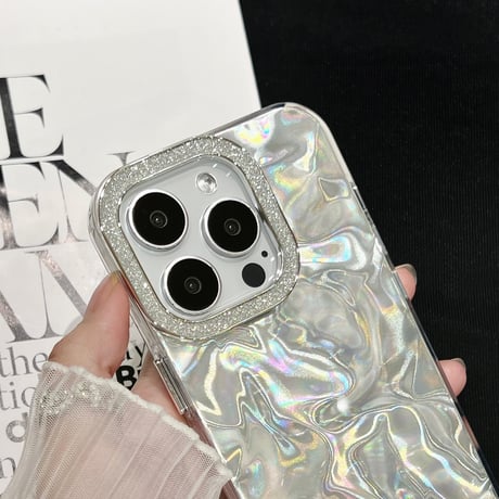 ジュエリー iPhone15promax/15proカバー 波紋 キラキラ iPhone14promax/13pro/12ケース お揃い 高級感 [M4288]