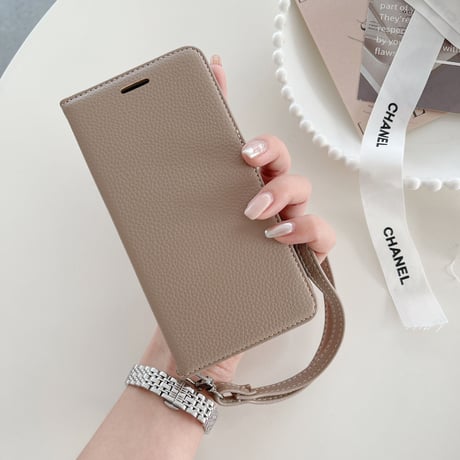 手帳型 iphone14/15proケース  レザー 高品質 iphone13mini/12/11カバー  ストラップ付 カード/お札/写真収納 スタンド[M3129]