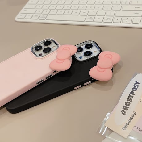 リボン iPhone15/15proケース 可愛い iPhone14pro/13/12カバー お揃い 女子力アップ[M3735]