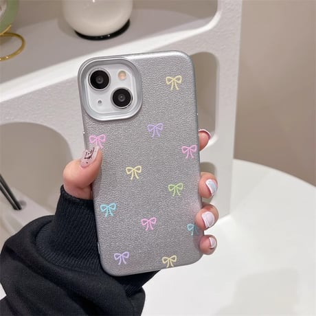 多彩リボン iPhone15/15proケース 指紋防止 皮 iPhone14/13pro/12promaxケース かわいい 女子力アップ[M4501]