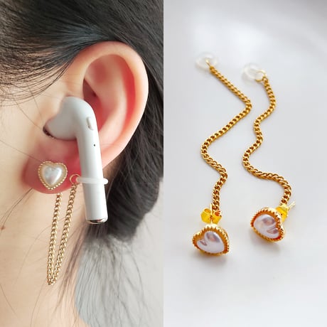 人気 AirPods用イヤークリップ ピアス 落下紛失防止 ダイヤ/蝶/花  お洒落 イヤホンストラップ  ホルダー   おしゃれ 人気 2点[M6307]