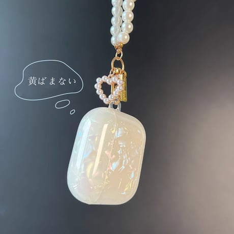 シェル Airpods4 カバー 光沢感 上品 airpodspro2ケース  パールストラップ/貝殻アクセサリー付  エアーポッズ3/pro1カバー  オシャレ 高級感[M4924]