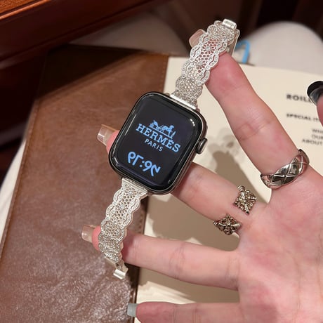 レーストリムデザイン アップルウォッチバンド ブレスレット風  AppleWatch Series11/10/9/8 SE3/2 40/41/42mm 高級感高品質 [M6309]