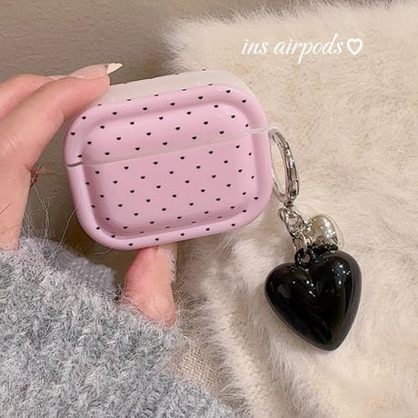 ピンク Airpods 4ケース ハート柄 Airpods3/2カバー Airpodspro2/pro リング/ハートチャーム 可愛い[M4898]